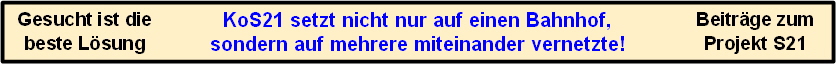 KoS21 setzt nicht nur auf einen Bahnhof,
sondern auf mehrere miteinander vernetzte!